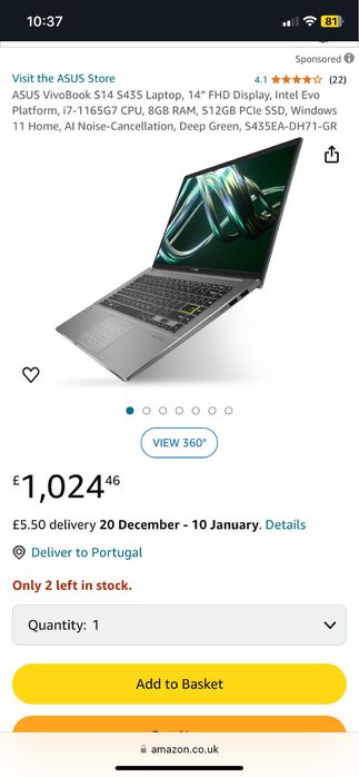 Asus VivoBook S435EA 14 Intel 11th 512GB SSD 8GB RAM