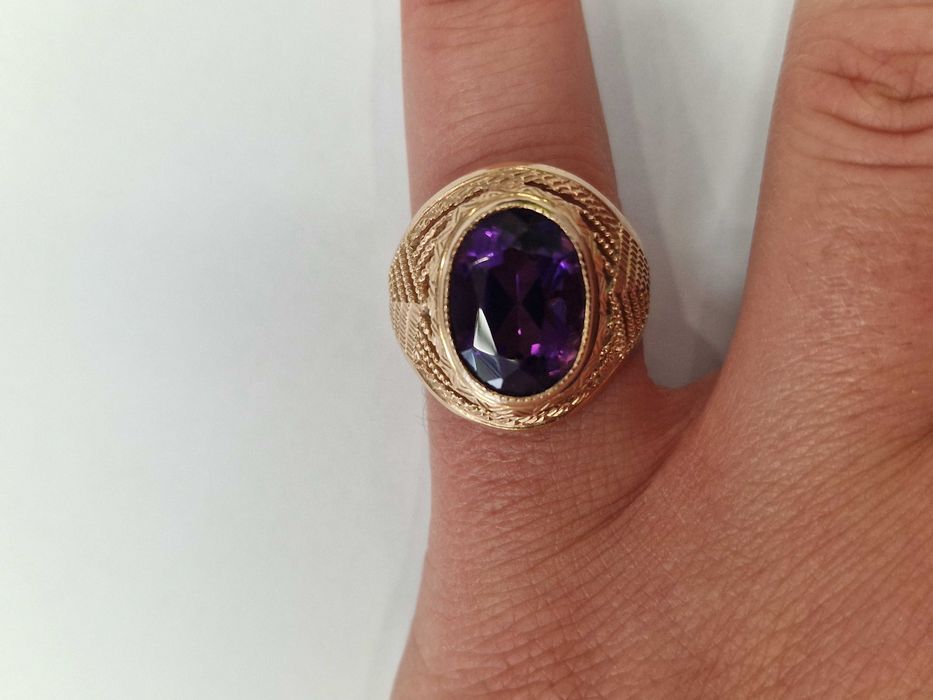 ZSRR od 1958 roku/ Złoty sygnet/ 583/ 8.48 gram/ R18/ Ametyst