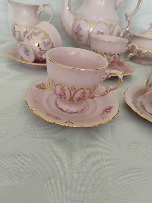 Serwis różowa porcelana Leander