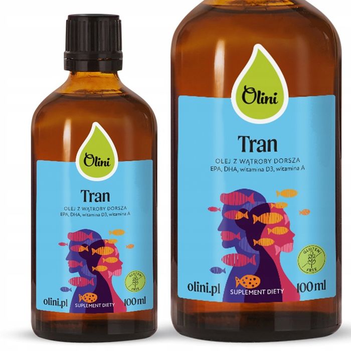 tran norweski olini omega-3 wit d3 i a epa dha na mózg serce wzrok 100 ml