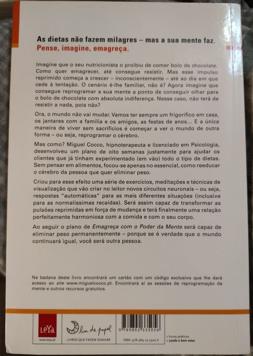 Livro "Emagreça com o Poder da Mente" - Miguel Cocco (Como Novo)