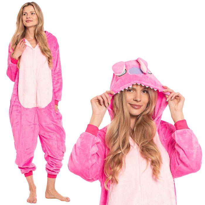 Piżama Damska Kombinezon Kigurumi Onesie Stich Różowy 175-185 cm XL
