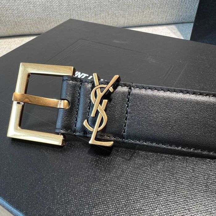 Черный ремень Yves Saint Laurent Ив Сен Лоран ремінь YSL 2 и 3 см