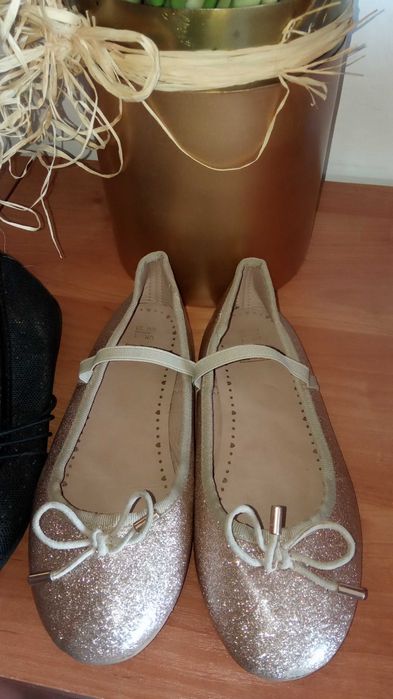 2pary balerinki brokatowe  i zlote roz 33 wkladki 21,5cm stan Bdb