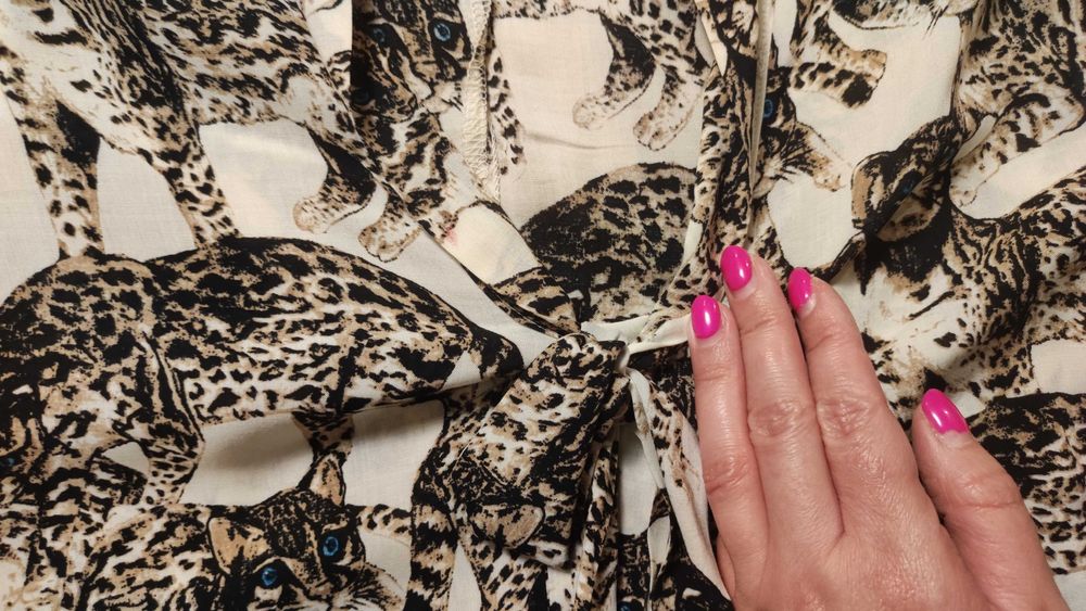 Bluzka H&M wiskoza M 38 ocelot panterka wiązana elegancka