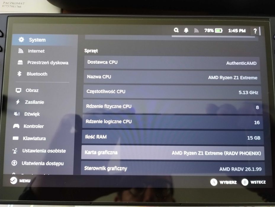 Konsola, handheld Lenovo Legion Go S, SteamOS, Z1 Extreme