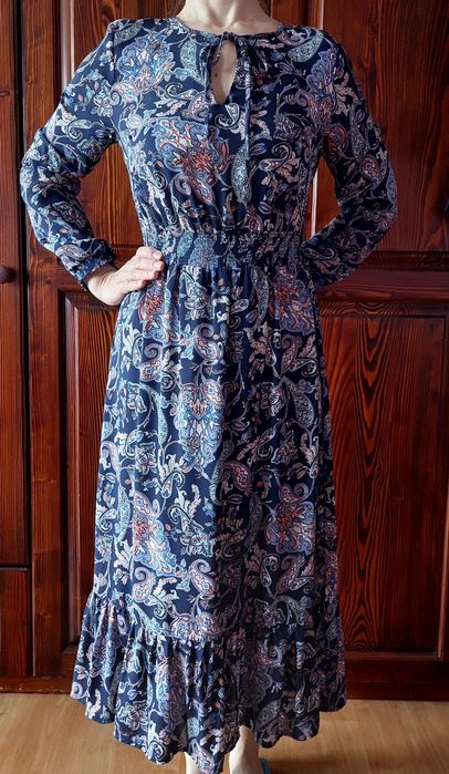 Sukienka boho granatowa r.36