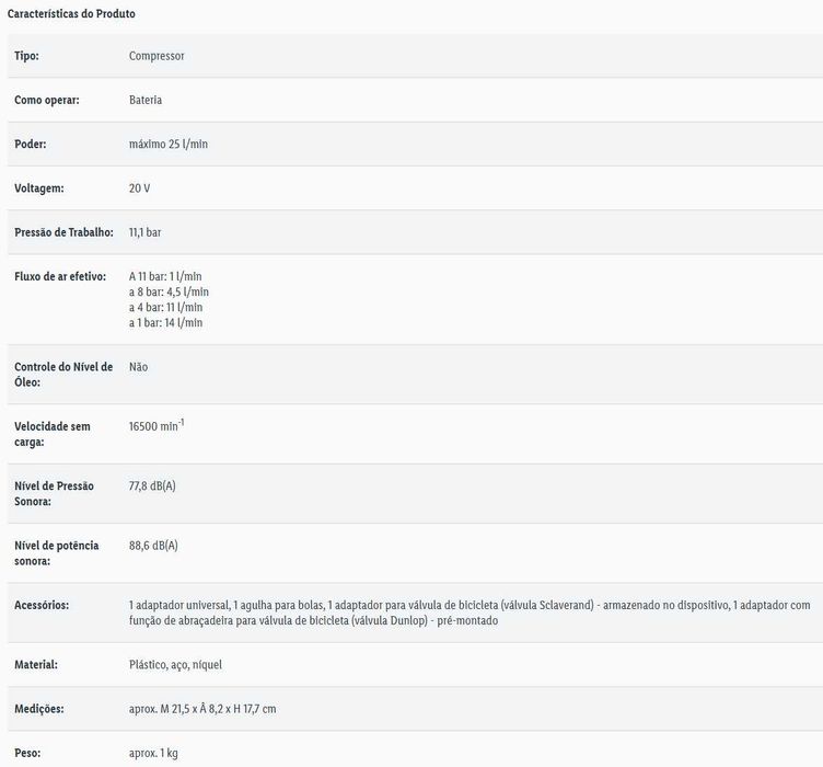 Compresor portátil a bateria 20 V PARKSIDE