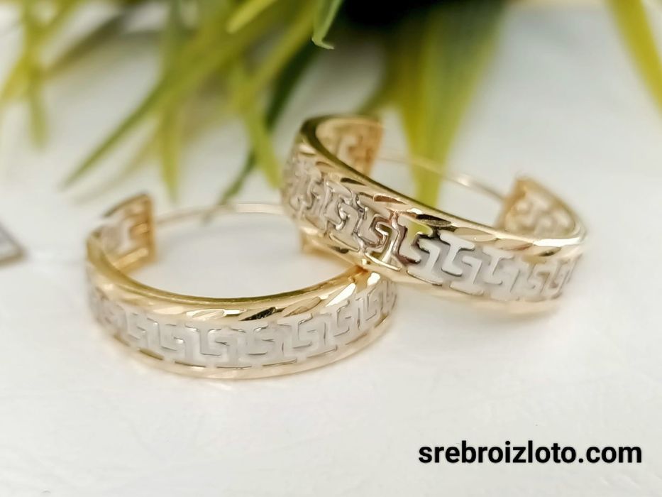 Kolczyki złote wzór meander