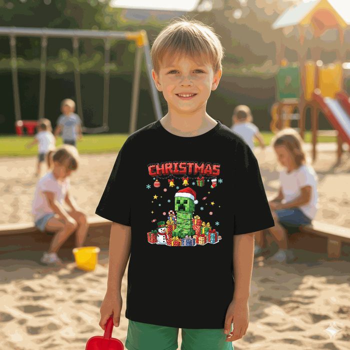 Koszulka dziecięca czarna creeper w minecraft prezent święta 152