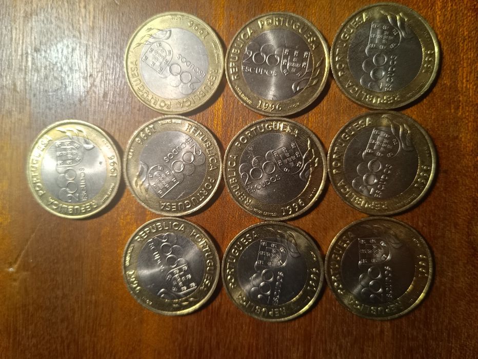 Moedas comemorativas 200 escudos XXVI J. Olímp. de Verão Atlanta 1996