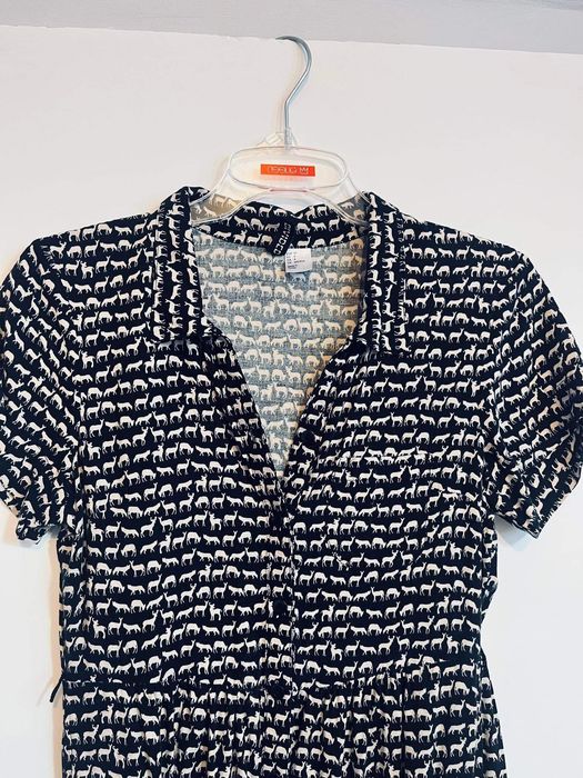 Sukienka w konie H&M czarna krotka koszulowa 34