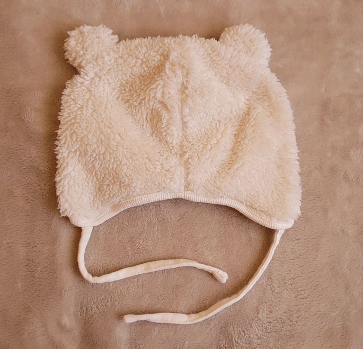 Kremowa czapka niemowlęca 68 H&M 4-6m