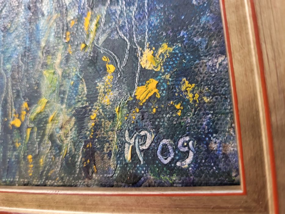 Pejzaż Olejny Impresjonistyczny Staw z Trzcinami