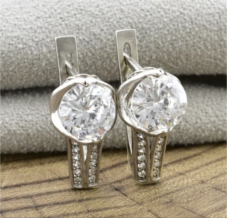 Сережки срібло 925 кульчики срібні родовані 2416