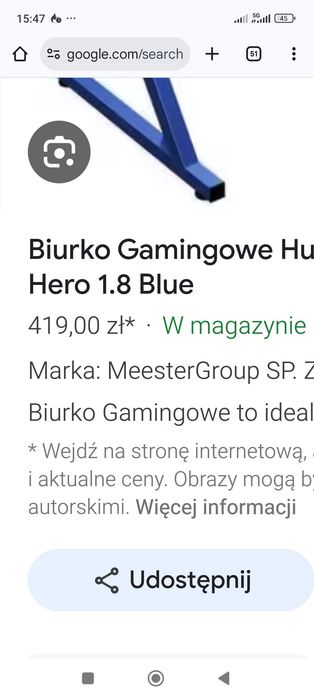 Biurko gamingowe huzaro jak nowe
