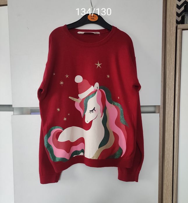 Sweter unikorn świąteczny 134/140