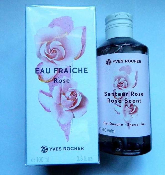 Yves Rocher Eau Fraiche Rose, róża, różana edt+żel - zestaw