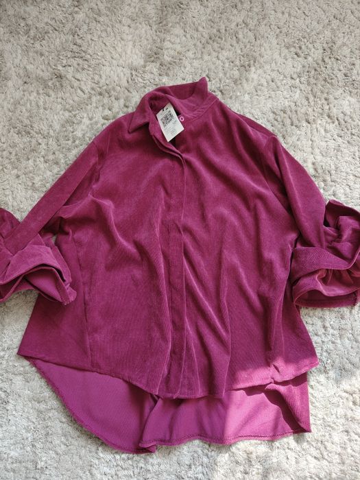 Narzutka koszula piękna fuksja oversize duża tulipan piękne rekawy