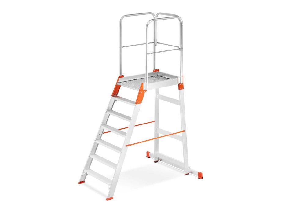 Drabina aluminiowa magazynowa mostek podest magazynowy 7 stopni 3,50m