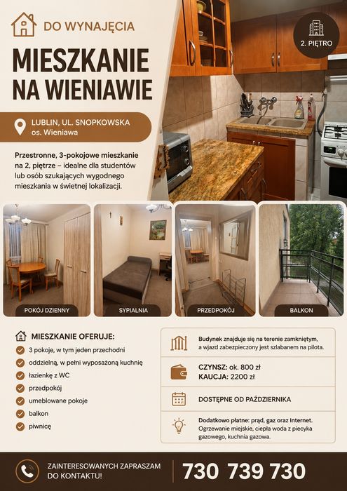 Wynajmę mieszkanie na Wieniawie obok KUL, UMCS