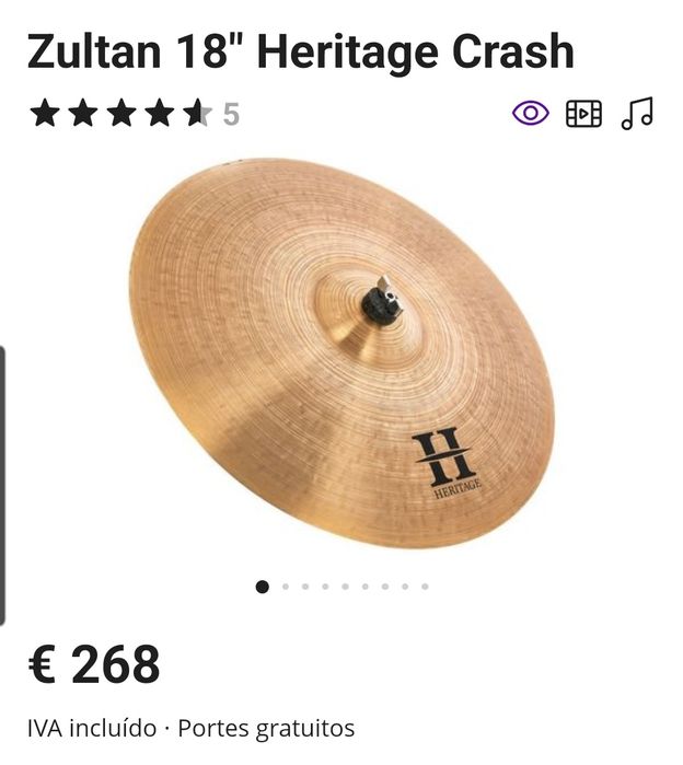 Pratos Bateria Zultan Crash