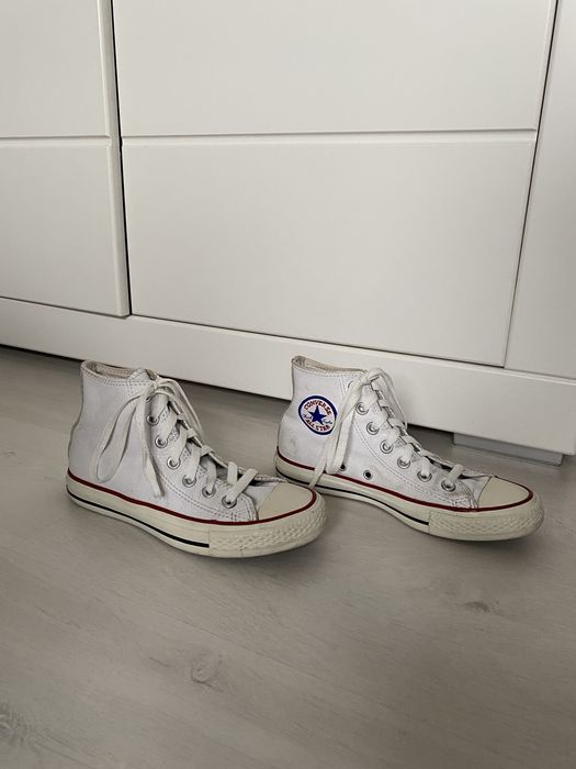 Białe skórzane wysokie trampki conversy z biała gumą converse 36.5