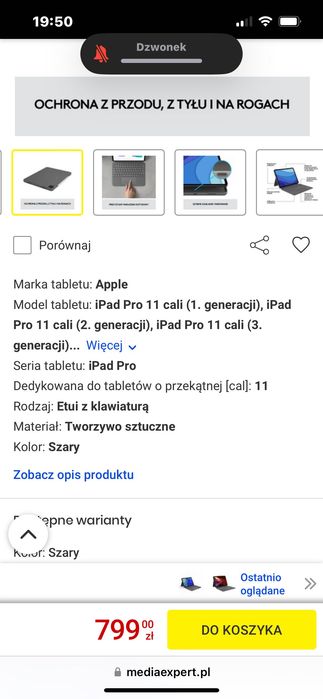 Etui z klawiaturą na tablet 11 cali Logitech