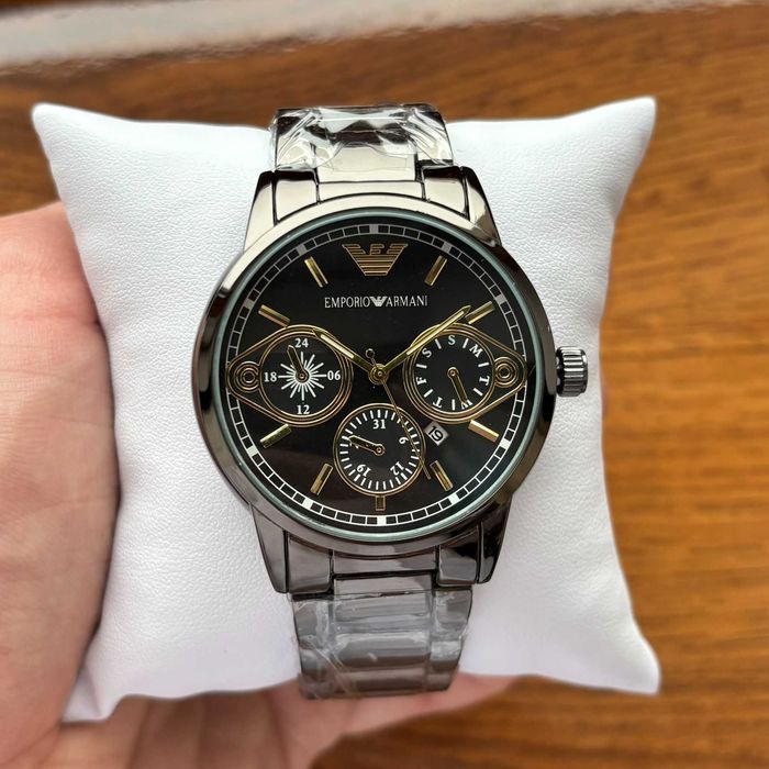 Хіт! Чоловічий годинник Emporio Armani на браслеті чорного кольору