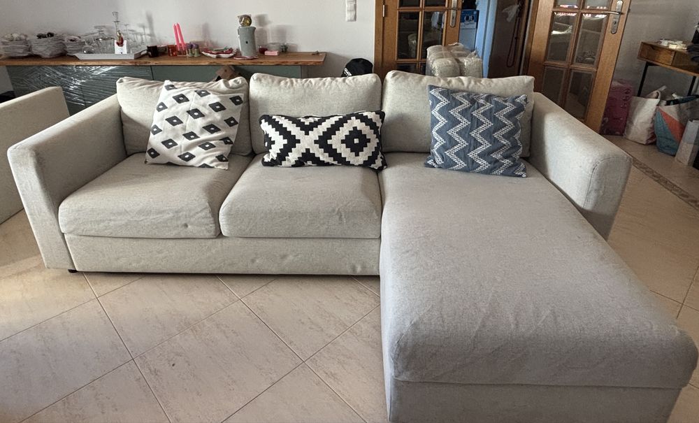 Sofá IKEA VIMLE 3 lugares com chaise longue – Gunnared bege