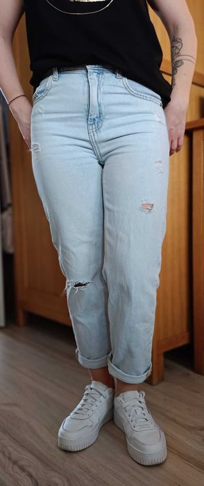 Zara spodnie jeans boyfriend mom fit 152cm