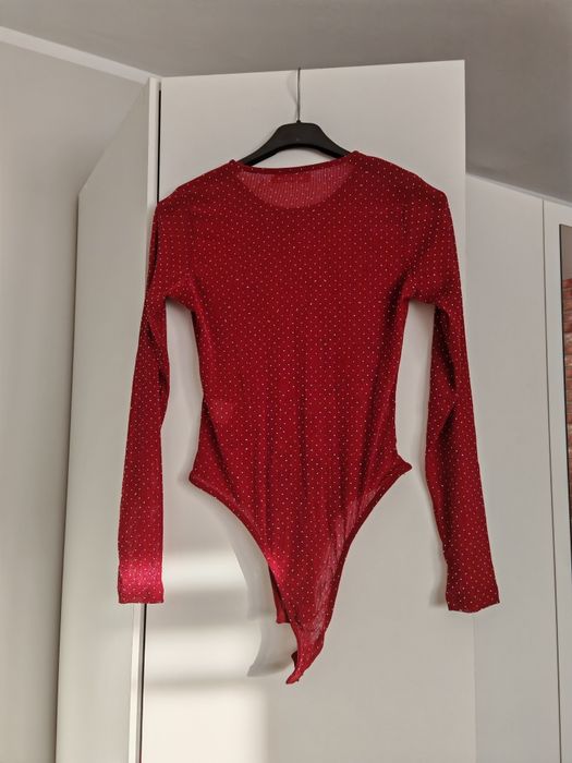Bordowe body tiulowe cekinowe blink bling xs s m