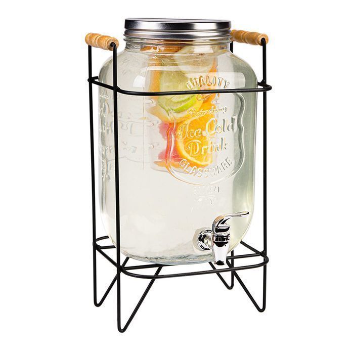 Słój szklany - 8 L - na lemoniadę wodę sok z kranikiem + stojak