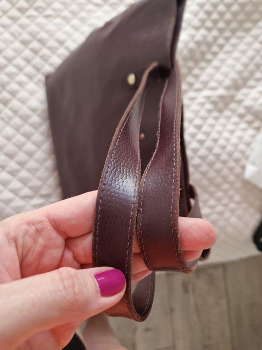 Piękna burgundowa torebka skórzana shopperka Batycki