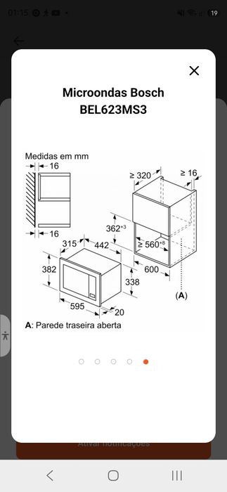 Micro ondas de encastrar Bosch. Novo cor inox