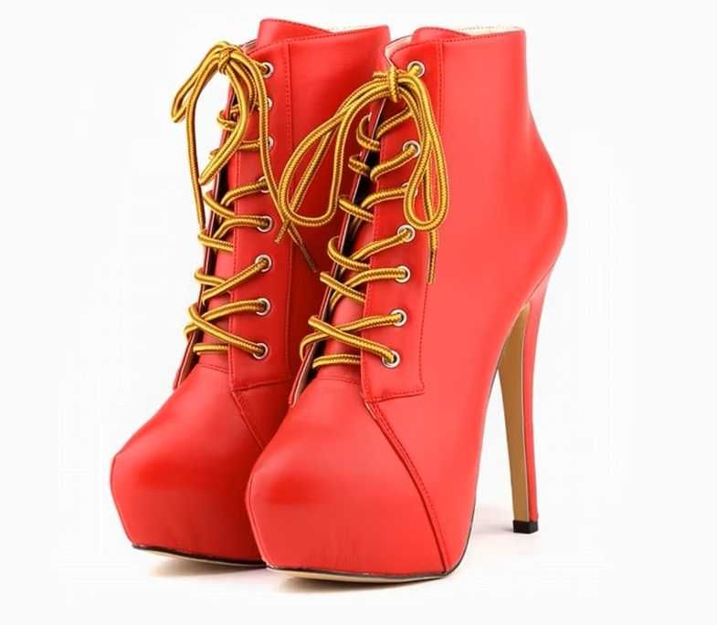 Wiązane botki obcas 14 cm