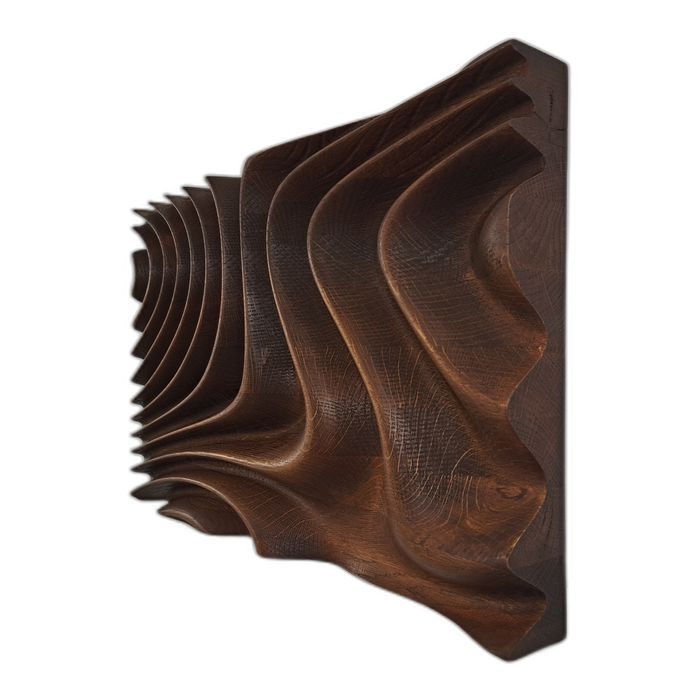 Dębowy panel ścienny 3D Fale – olejowany, 55 × 34 cm