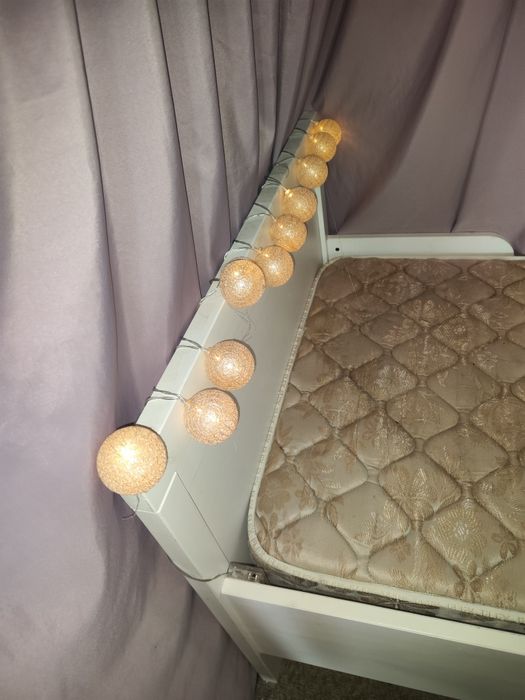 Cama Infantil Extensível IKEA SUNDVIK Branca + Colchão + OFERTA Dossel e Luzes