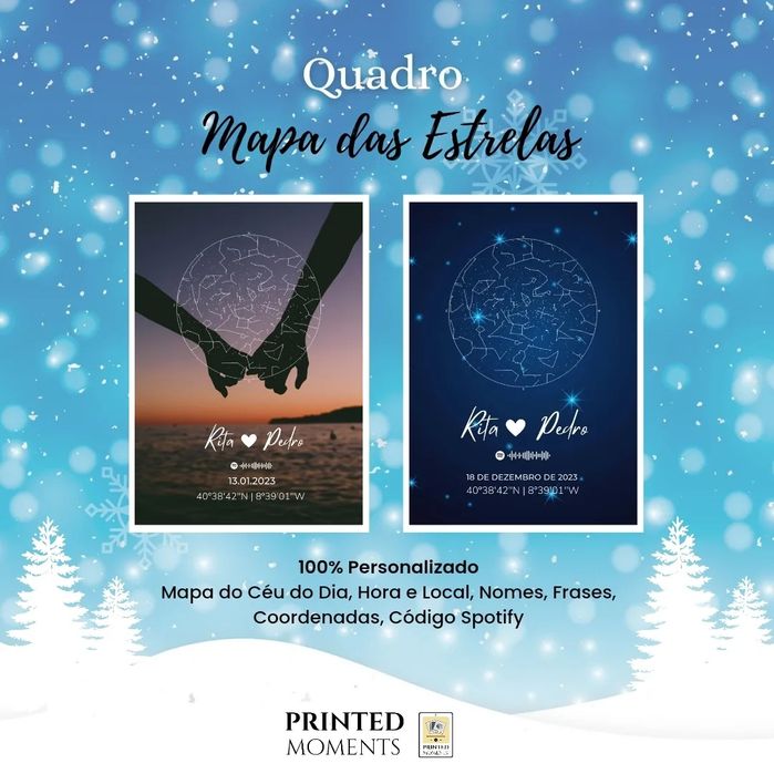 Quadros presente natal decorativos Spotify mapa estrelas fotos
