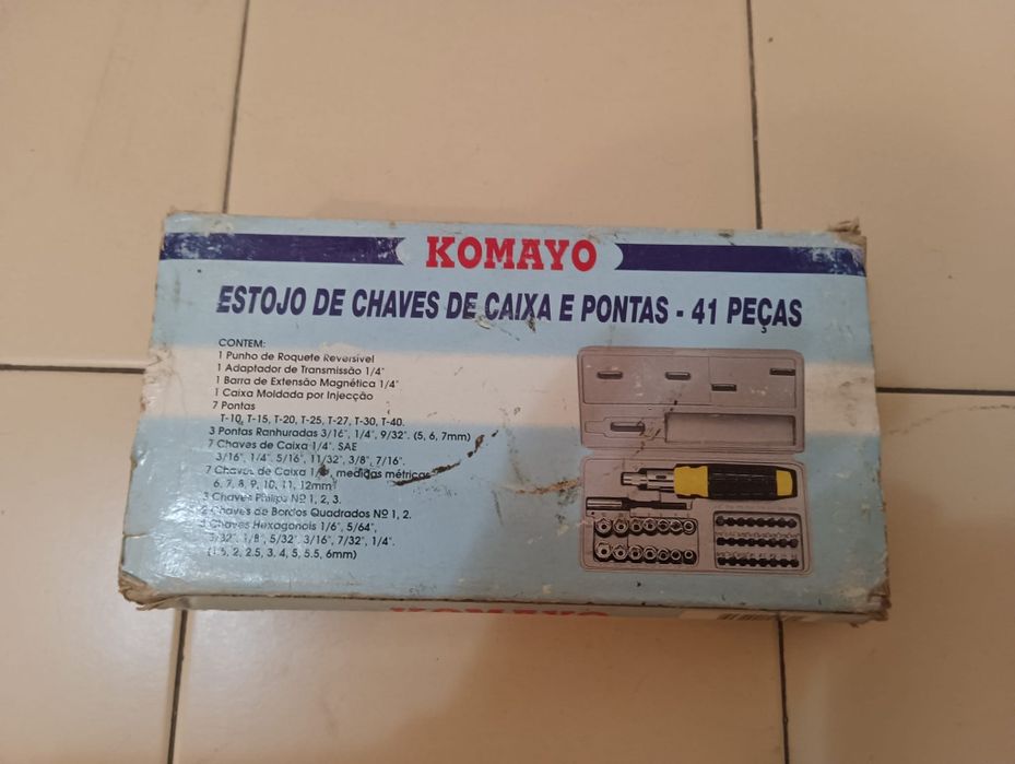 jogo estojo de chaves de caixa e pontas 41 peças