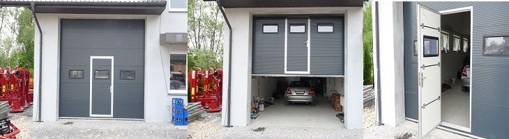 OD RĘKI  Brama przemysłowa segmentowa 3x3m ANTRACYT bez drzwi i okien