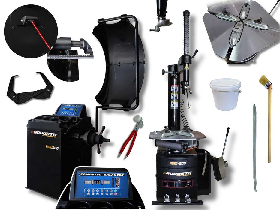 Zestaw Wulkanizacyjny ROBUSTO Wyważarka Laser 230V + Montażownica 10″-24″ FV
