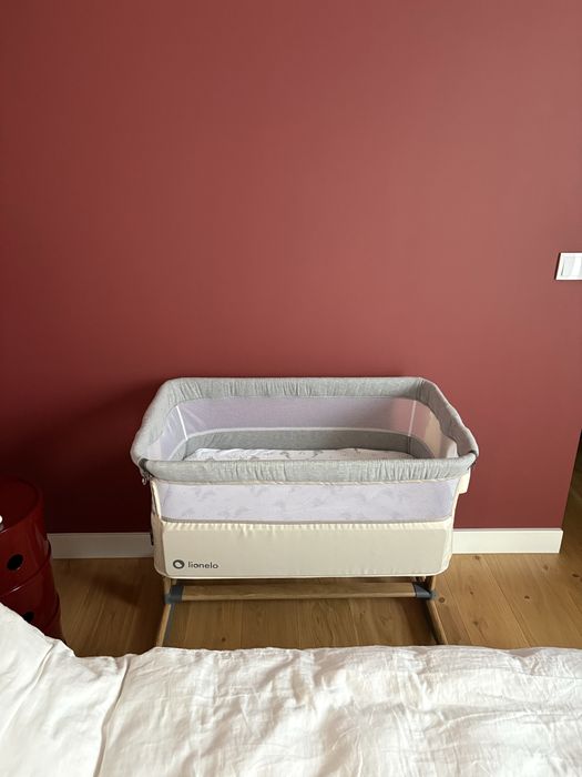 Lozeczko dostawka Lionelo Leonie beige + materac + 2 przescieradla