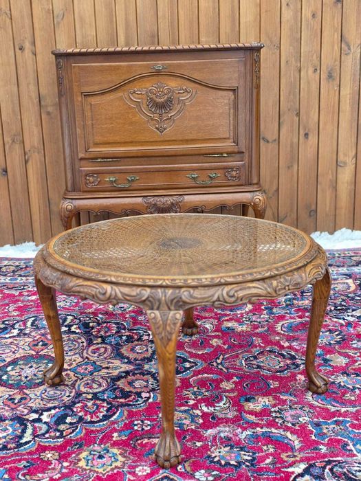 Ława Chippendale z rattanem i szybą #2430 Stylowy Węgrów