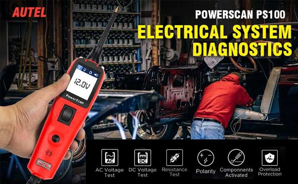 Máq. Teste circuitos elétricos auto Autel PowerScan PS100 - 12V/24V