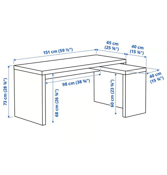 Biurko IKEA MALM z wysuwanym blatem
