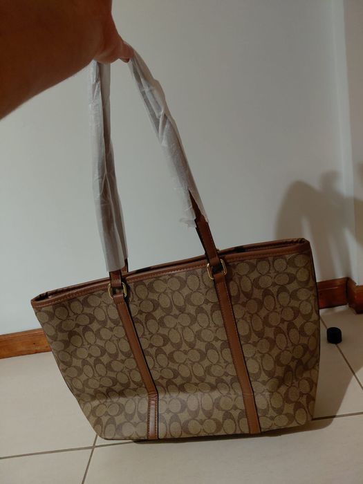 Mala coach bege/castanho
