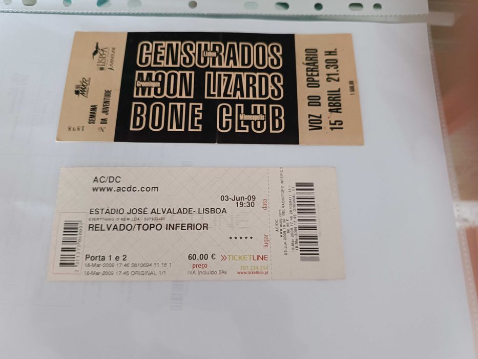 bilhetes de bandas colecionadores