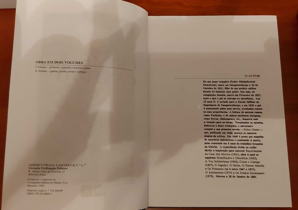 Crime e Castigo – F. Dostoiévski 2 Vol, capa dura ed Civilização, 1999