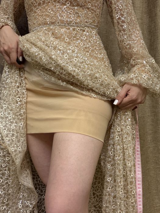 Сукня з бісером, бежева